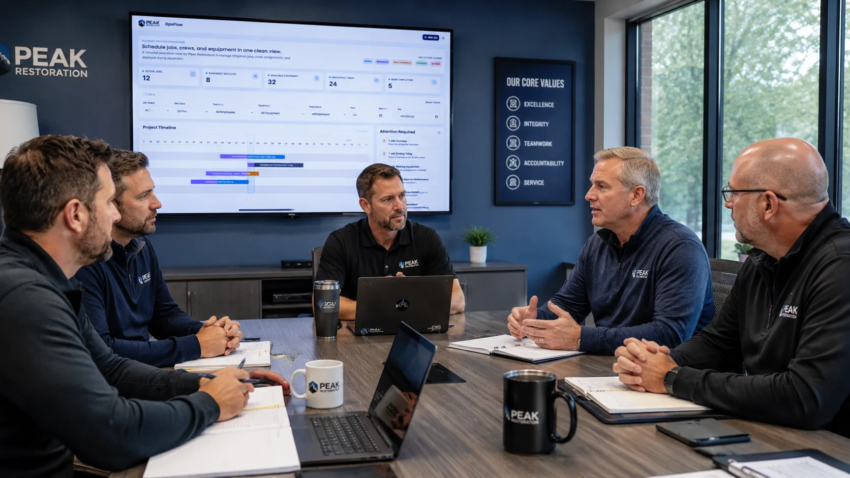 Restoration business owners discussing founder program